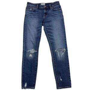 BKE Stella Straight Leg Distressed Jeans Women 27 Medium Wash Ripped Denim